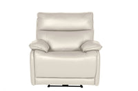 Turin Genuine Leather Chalk Electric Power Recliner Armchai