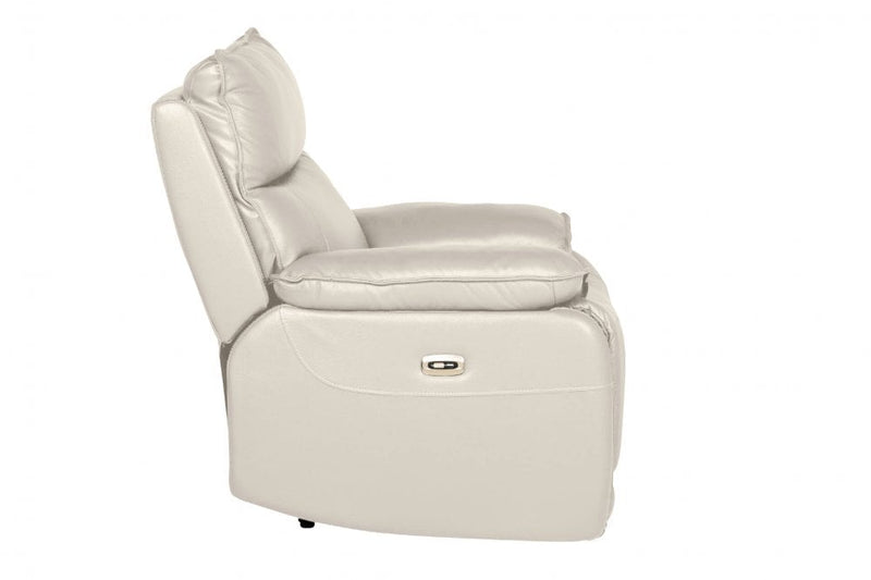 Turin Genuine Leather Chalk Electric Power Recliner Armchair - Furniture Instore