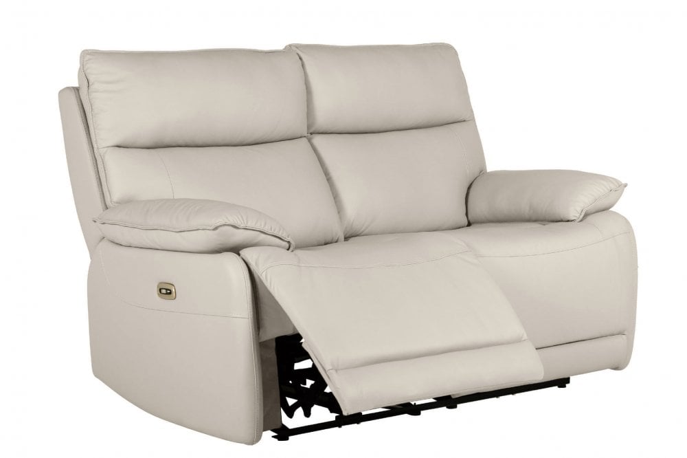 Turin Genuine Leather Chalk Electric Power Recliner 2 Seater Sofa - Furniture Instore