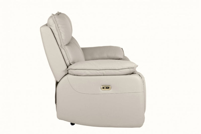 Turin Genuine Leather Chalk Electric Power Recliner 2 Seater Sofa - Furniture Instore
