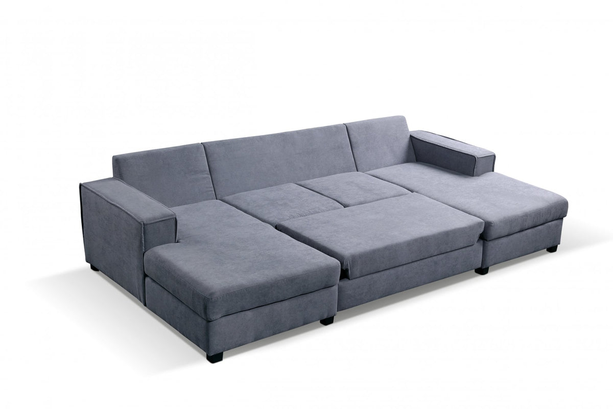 Brixton Grey Fabric U Shape Corner Bed With Storage - view 4 - Furniture Instore