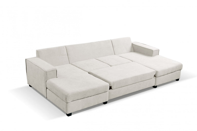 Brixton Cream Fabric U Shape Corner Bed With Storage - view 4 - Furniture Instore