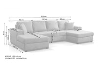 Brixton Cream Fabric U Shape Corner Bed With Storage - view 6 - Furniture Instore