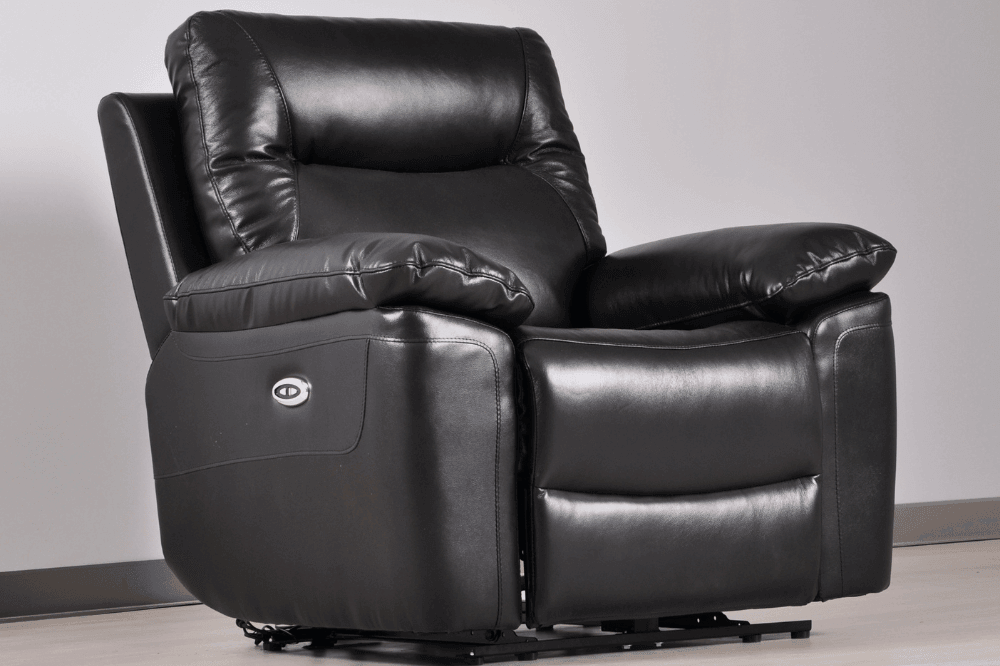 Amarien Genuine Leather Black Electric Power Recliner Armchair - Furniture Instore