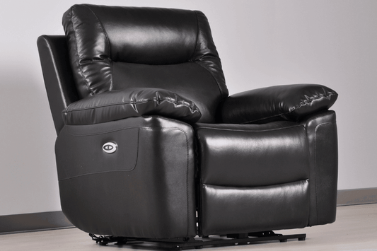 Amarien Genuine Leather Black Electric Power Recliner Armchair - Furniture Instore