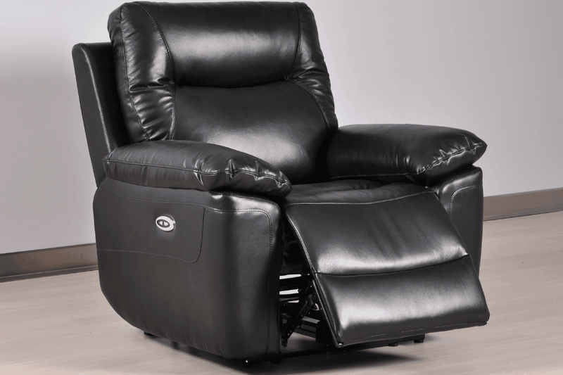 Amarien Genuine Leather Black Electric Power Recliner Armchair - Furniture Instore