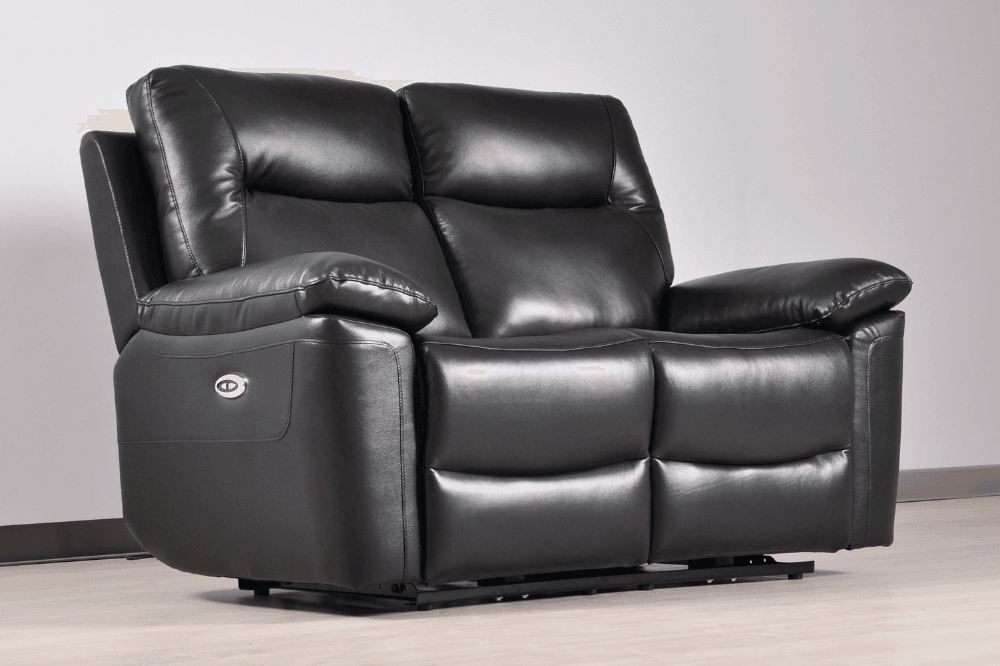 Amarien Genuine Leather Black Electric Power Recliner 2 Seater - Furniture Instore