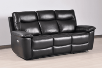 Amarien Genuine Leather Black Electric Power Recliner 3 Seater - Furniture Instore