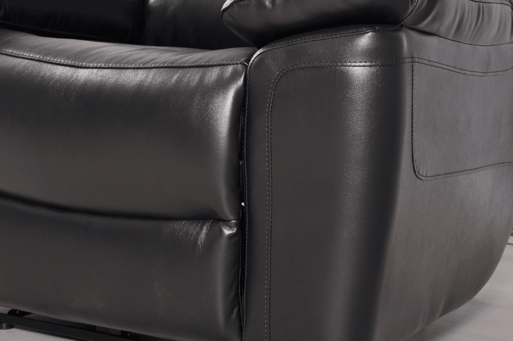 Amarien Genuine Leather Black Electric Power Recliner 3 Seater - Furniture Instore
