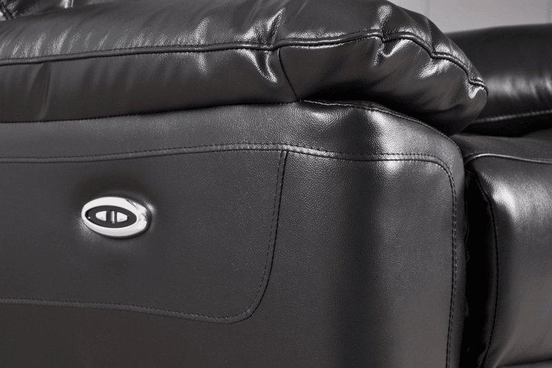 Amarien Genuine Leather Black Electric Power Recliner 3 Seater - Furniture Instore