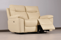 Amarien Genuine Leather Cream Electric Power Recliner 2 Seater - Furniture Instore