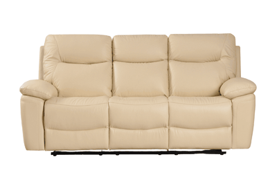 Amarien Genuine Leather Cream Electric Recliner 3 Seater