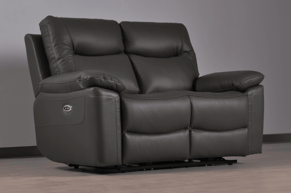 Amarien Genuine Leather Grey Electric Power Recliner 2 Seater - Furniture Instore