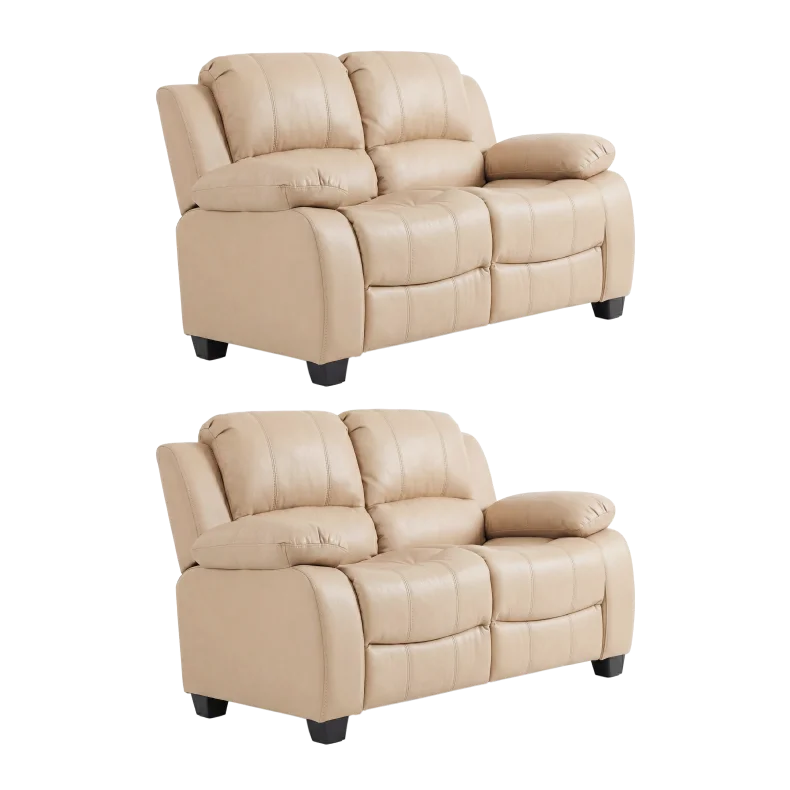 Valerie Cream Leather Modern 2+2 Seater Sofa Set - Furniture Instore