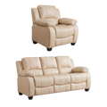 Valerie Cream Leather Modern 3+1 Seater Sofa Set