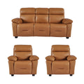 Rivello Genuine Leather Caramel 3+1+1 Seater Sofa Set