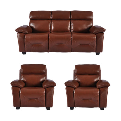 Rivello Genuine Leather Tan 3+1+1 Seater Sofa Set
