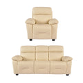 Rivello Genuine Leather Cream 3+1 Seater Sofa Set