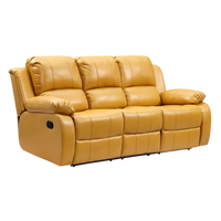 Valencia Mustard Leather Manual Recliner 3 Seater Recliner Sofa