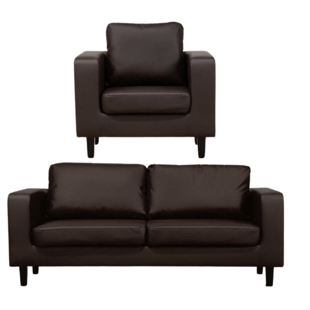 Box Brown Leather 3+1 Seater Sofa Set - view 2 - Furniture Instore