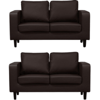 Box Brown Leather 2+2 Seater Sofa Set