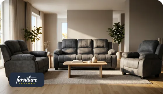 Best Valerie Charcoal Fabric Sofa Sets for Families | FIS
