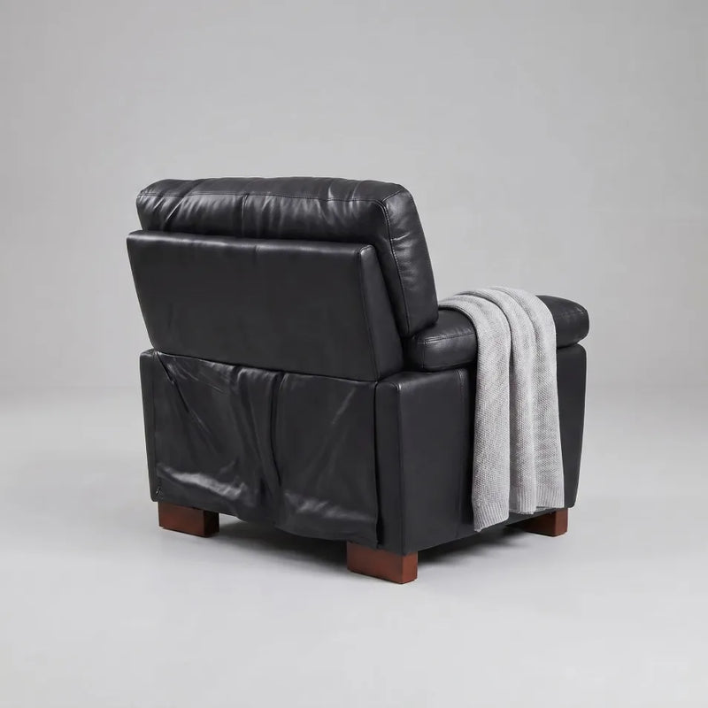 Dalmore Genuine Leather Black 3+1 Seater Sofa Set