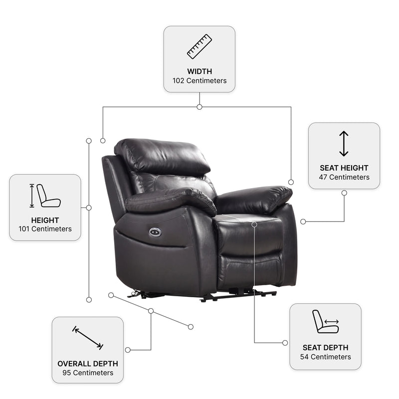 Dandrea Black 1 Seater Measurements