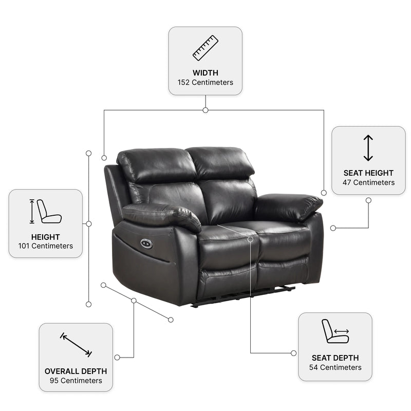 Dandrea Genuine Leather Black Electric Recliner