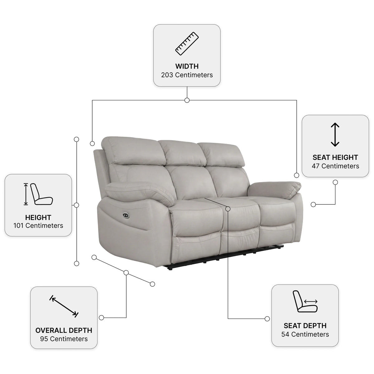 Dandrea Light Electric Recliner 3+1+1