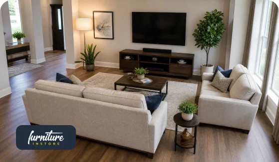 How to Position a 3+2 Sofa Set Around a TV Without Blocking the Room