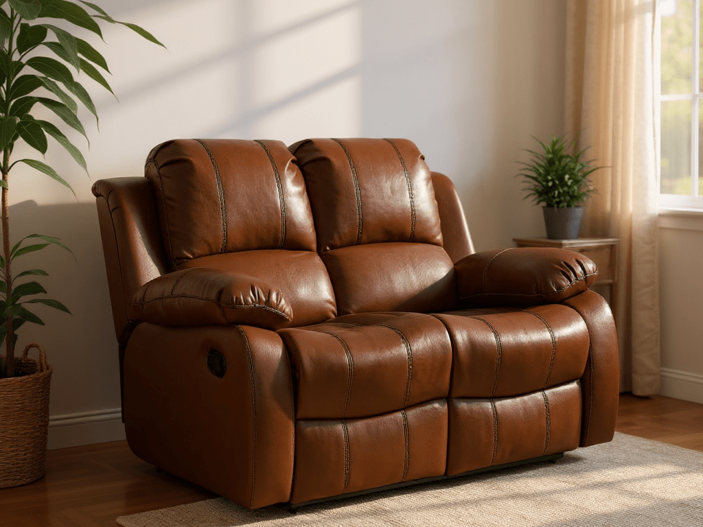 Outlet Valencia Tan Leather Manual Recliner 3+2 Seater Sofa - view 4 - Furniture Instore