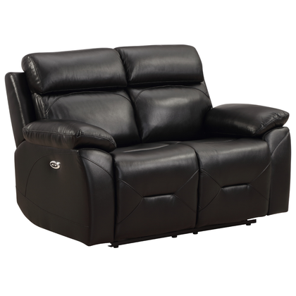 Renato Genuine Leather Black Electric Power Recliner 2 Seater - Furniture Instore