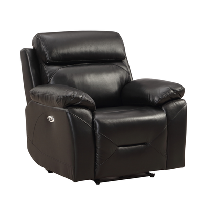 Renato Black Leather Electric Recliner Chair - Furniture Instore