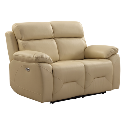 Renato Genuine Leather Cream Electric Power Recliner 2 Seater - Furniture Instore