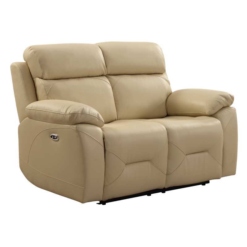 Renato Genuine Leather Cream Electric Power Recliner 2 Seater - Furniture Instore
