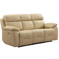 Renato Genuine Leather Cream Electric Power Recliner 3 Seater