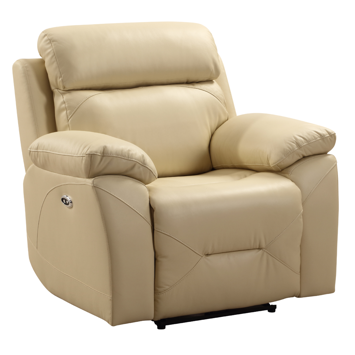 Renato cream armchair angled view on a white background, showcasing modern design and soft cream
