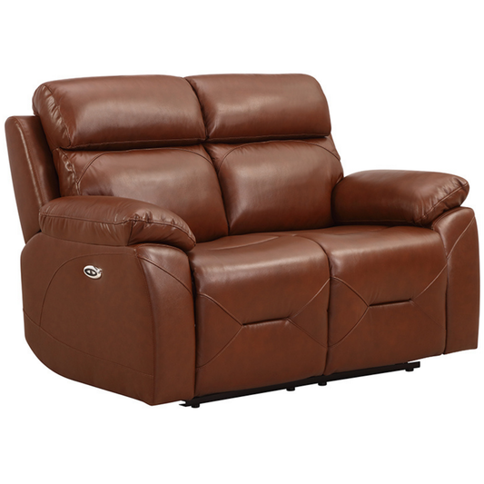 Renato Genuine Leather Tan Electric Power Recliner 2 Seater - Furniture Instore