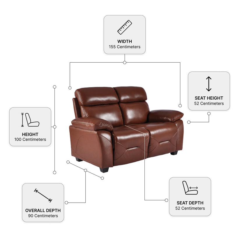 Rivello Genuine Leather Tan 2+1 Seater Sofa Set