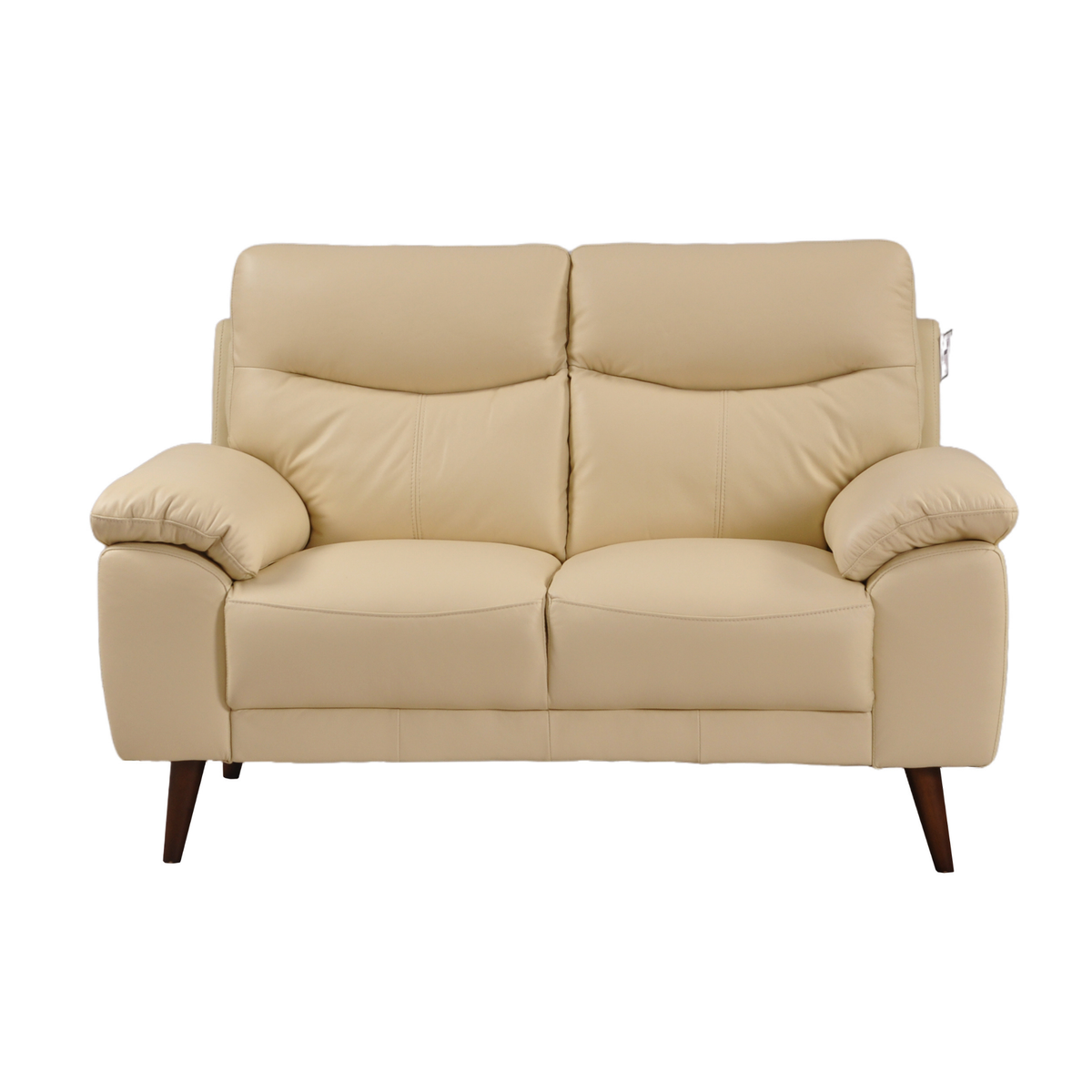 Front-facing view of the Vantage Cream 2-Seater Sofa showcasing soft cream upholstery and modern