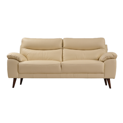 Vantage Genuine Leather Cream 3 Seater Sofa