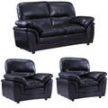 Verona Black Leather 2+1+1 Seater Sofa Set Collection