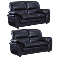 Verona Black Leather 2+2 Seater Sofa Set Collection
