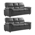 Verona Grey Leather 3+3 Seater Sofa Set