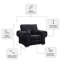 Verona Fabric High Back Black Measurement