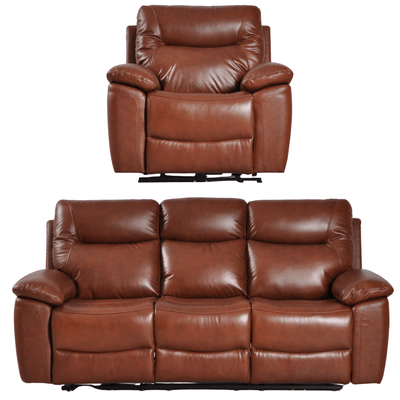 Amarien Genuine Leather Tan Electric 3+1 Seater Sofa Set