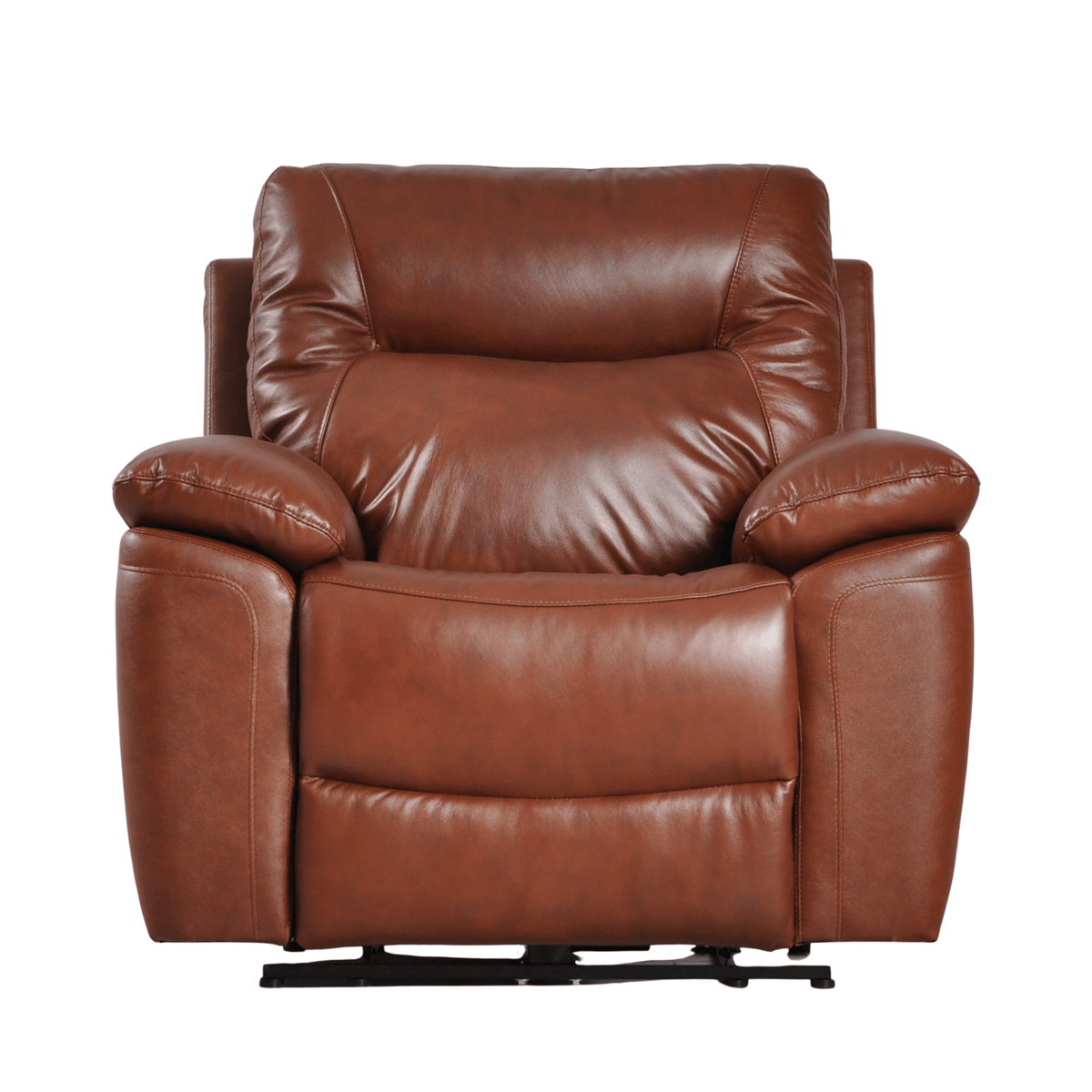 Brown leather recliner chair on a white background