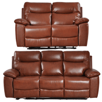 Brown leather recliner sofa on a white background