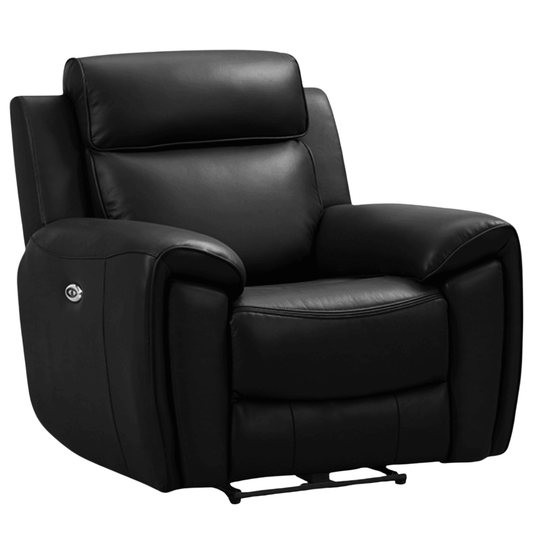 Annecy Genuine Leather Black Electric Power Recliner Armchair - Furniture Instore